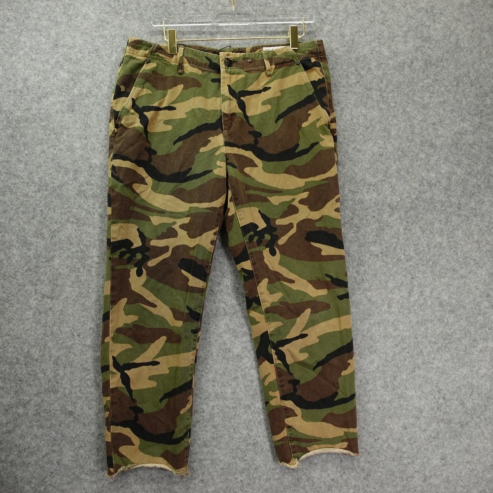Y2K Grunge Pants RAG BONE Womens 30 Green Woodland Camo Buckley Chino 32x26 $225